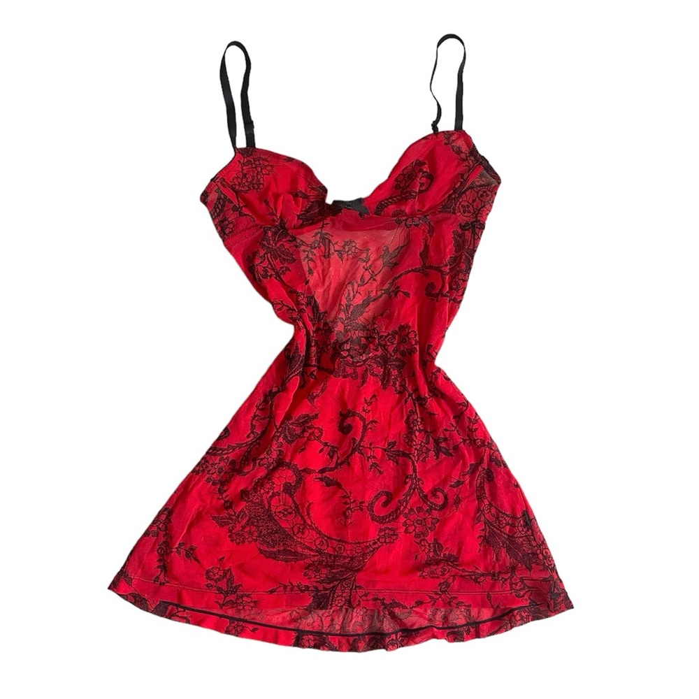 La Senza sheer red and black floral mesh babydoll lingerie